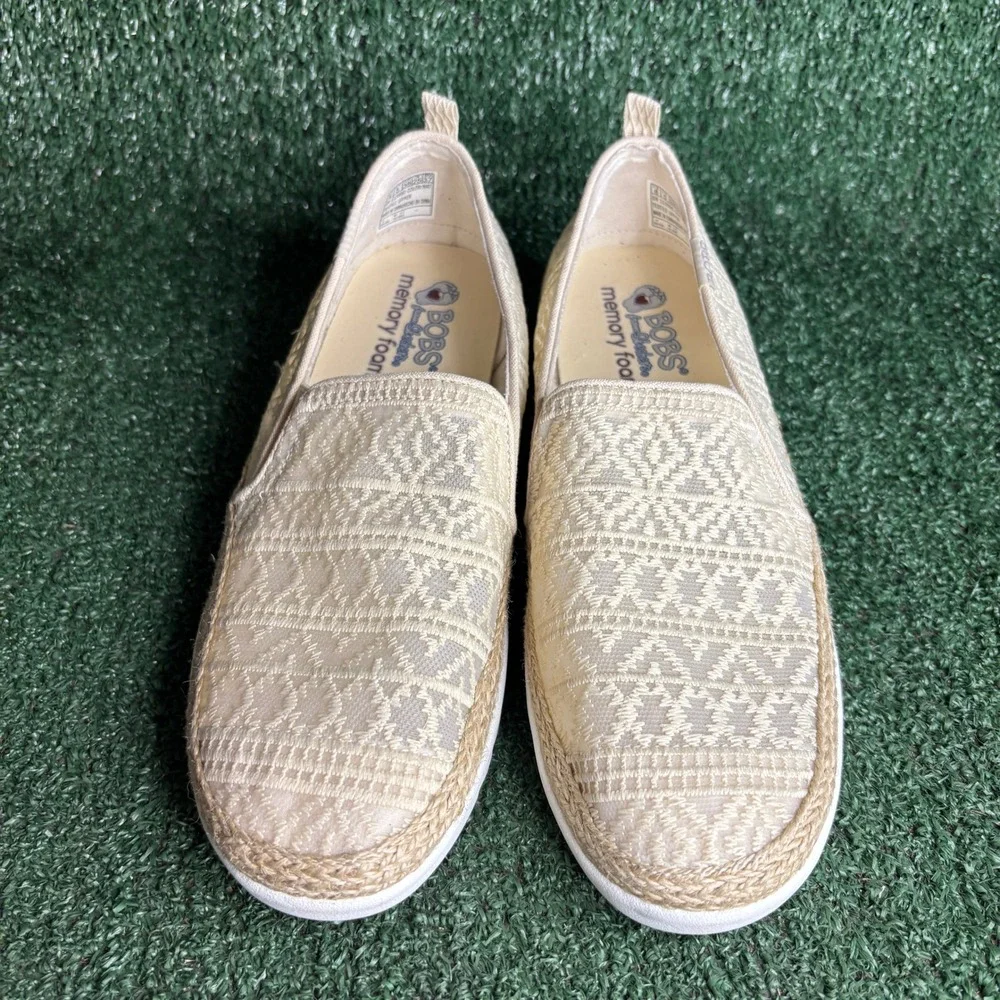 Skechers BOBS Flexpadrille Hi-Crisp‎ Meadow Espadrille Slip On Natural Womens 8